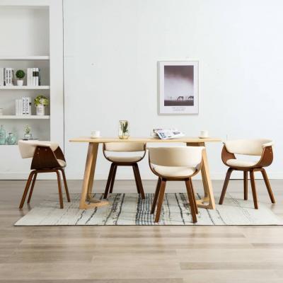 Emaga vidaxl krzesła do jadalni, 4 szt., kremowe, gięte drewno i ekoskóra
