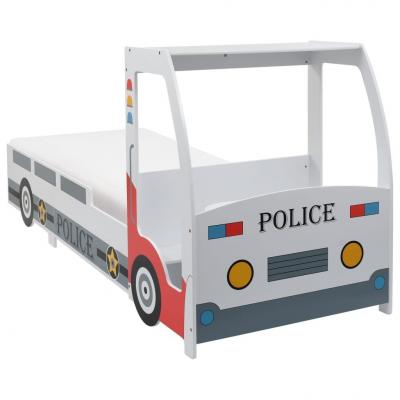 Emaga vidaxl łóżko dziecięce samochód policyjny, materac, 90x200 cm, h3