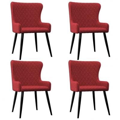 Emaga vidaxl krzesła do jadalni, 4 szt., burgundowe, tapicerowane tkaniną