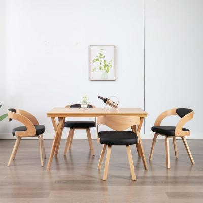 Emaga vidaxl krzesła do jadalni, 4 szt., czarne, gięte drewno i ekoskóra
