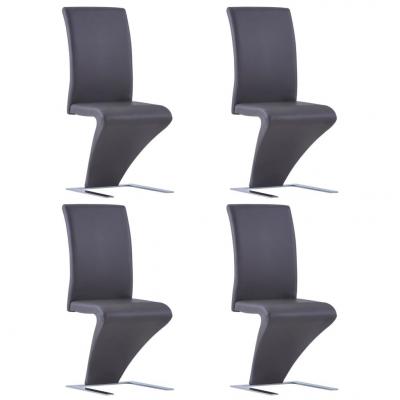 Emaga vidaxl krzesła o zygzakowatej formie, 4 szt., szare, sztuczna skóra