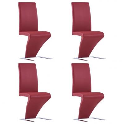 Emaga vidaxl krzesła o zygzakowatej formie, 4 szt., czerwone, sztuczna skóra