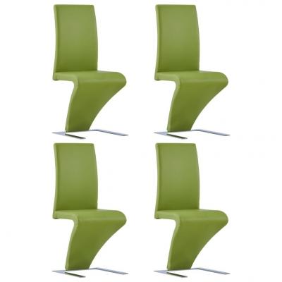 Emaga vidaxl krzesła o zygzakowatej formie, 4 szt., zielone, sztuczna skóra