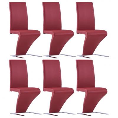Emaga vidaxl krzesła o zygzakowatej formie, 6 szt., czerwone, sztuczna skóra