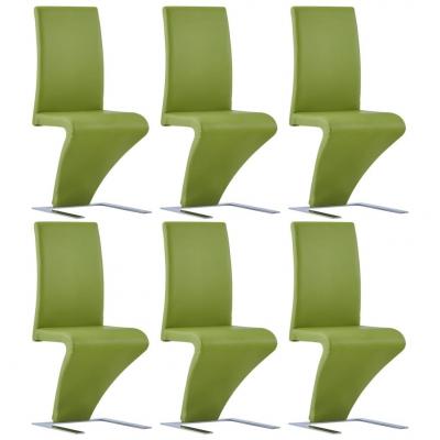 Emaga vidaxl krzesła o zygzakowatej formie, 6 szt., zielone, sztuczna skóra