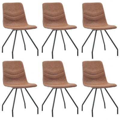 Emaga vidaxl krzesła jadalniane, 6 szt., brązowe, sztuczna skóra
