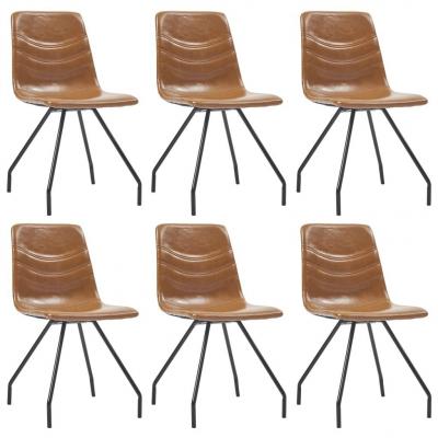 Emaga vidaxl krzesła jadalniane, 6 szt., kolor koniaku, sztuczna skóra