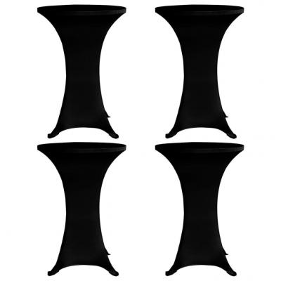 Emaga vidaxl pokrowce na stół barowy, ø 70 cm, czarne, elastyczne, 4 szt.