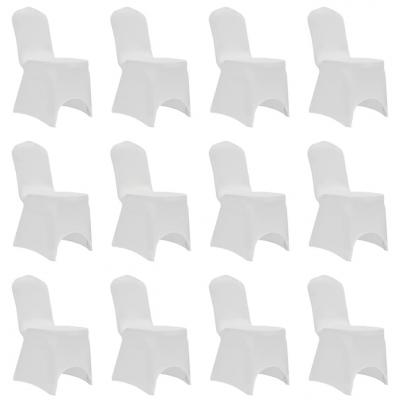Emaga vidaxl elastyczne pokrowce na krzesła, białe, 12 szt.