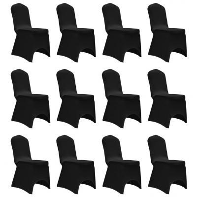 Emaga vidaxl elastyczne pokrowce na krzesła, czarne, 12 szt.