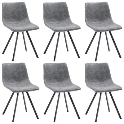 Emaga vidaxl krzesła jadalniane, 6 szt., szare, sztuczna skóra