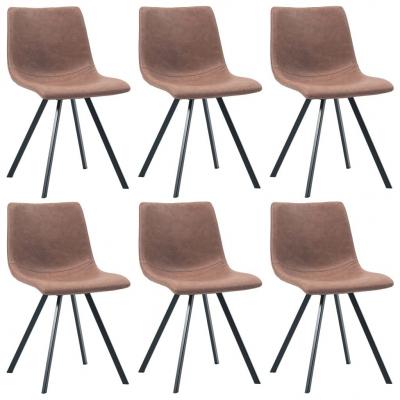 Emaga vidaxl krzesła jadalniane, 6 szt., średni brąz, sztuczna skóra