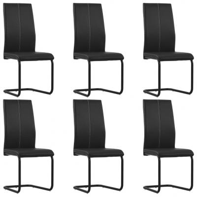 Emaga vidaxl krzesła stołowe, wspornikowe, 6 szt., czarne, sztuczna skóra