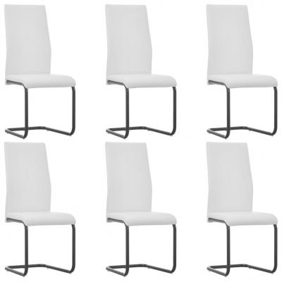 Emaga vidaxl krzesła stołowe, wspornikowe, 6 szt., białe, sztuczna skóra