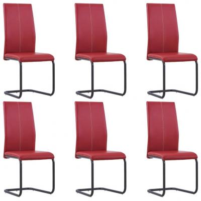 Emaga vidaxl krzesła stołowe, wspornikowe, 6 szt., czerwone, sztuczna skóra
