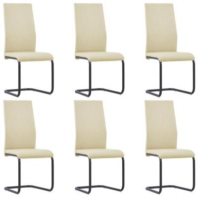 Emaga vidaxl krzesła stołowe, wspornikowe 6 szt., cappuccino, sztuczna skóra