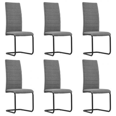 Emaga vidaxl krzesła stołowe, wspornikowe, 6 szt., jasnoszare, tkanina