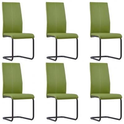 Emaga vidaxl krzesła stołowe, wspornikowe, 6 szt., zielone, sztuczna skóra