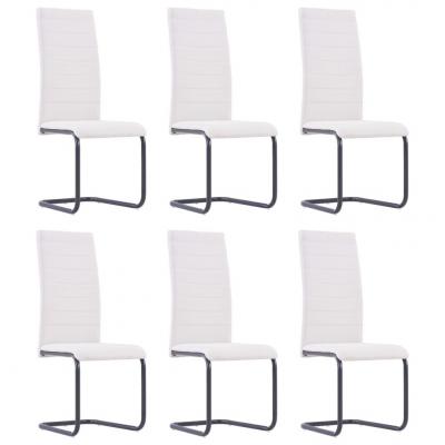 Emaga vidaxl krzesła stołowe, wspornikowe, 6 szt., kremowe, tkanina