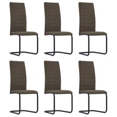 Emaga vidaxl krzesła stołowe, wspornikowe, 6 szt., brązowe, tkanina