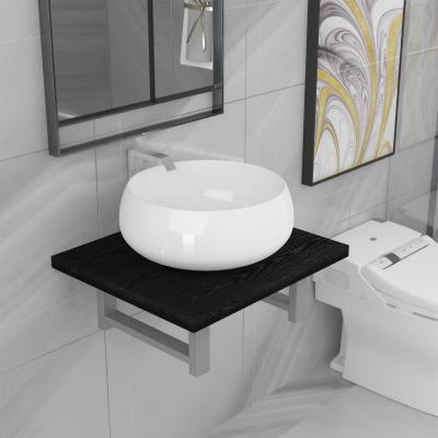 Emaga vidaxl dwuczęściowy zestaw mebli do łazienki, ceramiczny, czarny