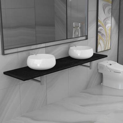 Emaga vidaxl trzyczęściowy zestaw mebli do łazienki, ceramiczny, czarny