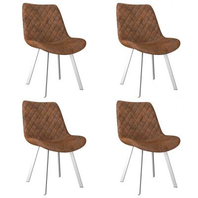 Emaga vidaxl krzesła jadalniane, 4 szt., brązowe, sztuczna skóra zamszowa