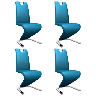 Emaga vidaxl krzesła o zygzakowatej formie 4 szt, niebieskie, sztuczna skóra