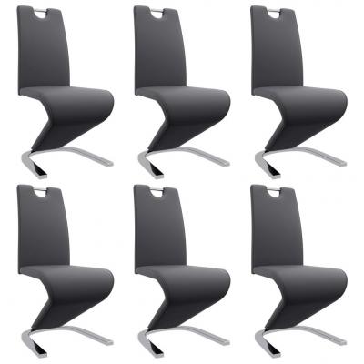 Emaga vidaxl krzesła o zygzakowatej formie, 6 szt., szare, sztuczna skóra
