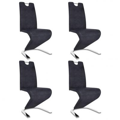 Emaga vidaxl krzesła o zygzakowatej formie, 4 szt., szare, sztuczny zamsz