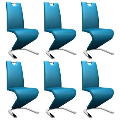 Emaga vidaxl krzesła o zygzakowatej formie 6 szt, niebieskie, sztuczna skóra