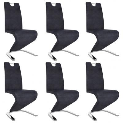 Emaga vidaxl krzesła o zygzakowatej formie, 6 szt., szare, sztuczny zamsz