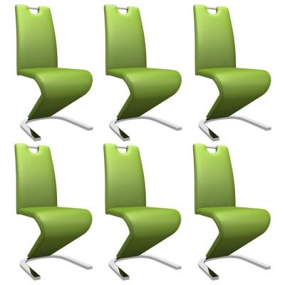 Emaga vidaxl krzesła o zygzakowatej formie, 6 szt., zielone, sztuczna skóra