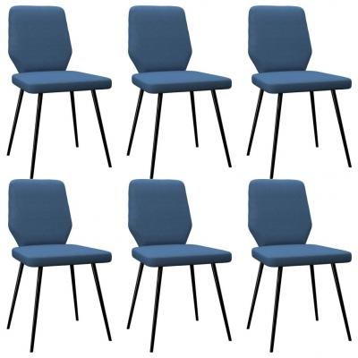 Emaga vidaxl krzesła stołowe, 6 szt., niebieskie, tapicerowane tkaniną