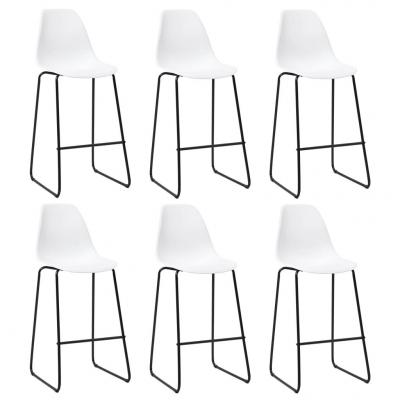 Emaga vidaxl krzesła barowe, 6 szt., białe, plastik