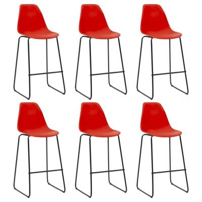 Emaga vidaxl krzesła barowe, 6 szt., czerwone, plastik