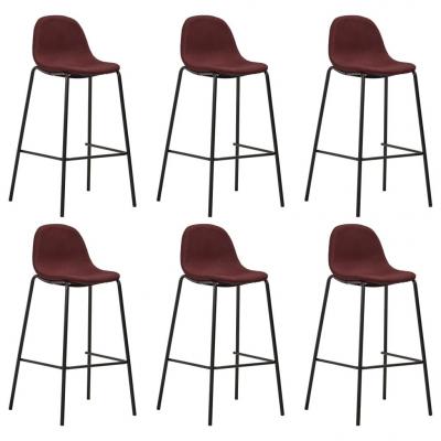 Emaga vidaxl krzesła barowe, 6 szt., kolor wina, tkanina