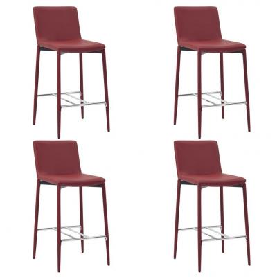 Emaga vidaxl krzesła barowe, 4 szt., kolor czerwonego wina, sztuczna skóra