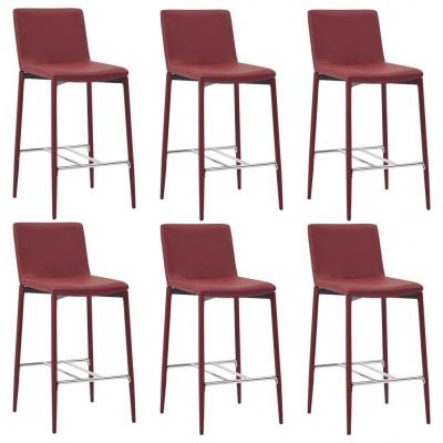 Emaga vidaxl krzesła barowe, 6 szt., kolor czerwonego wina, sztuczna skóra