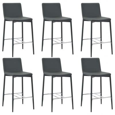 Emaga vidaxl krzesła barowe, 6 szt., szare, sztuczna skóra