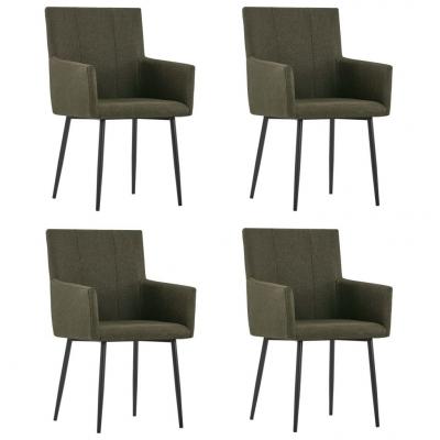 Emaga vidaxl krzesła stołowe z podłokietnikami, 4 szt., brązowe, tkanina
