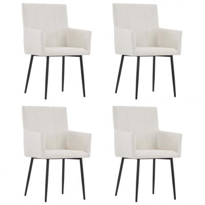 Emaga vidaxl krzesła stołowe z podłokietnikami, 4 szt., kremowe, tkanina