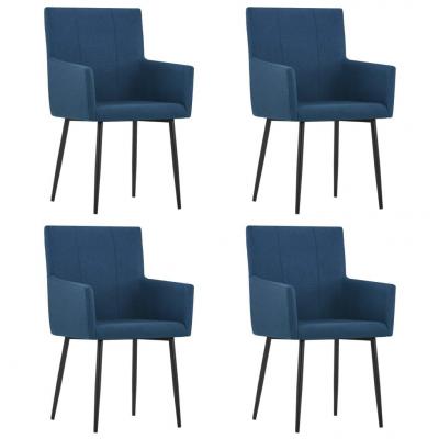 Emaga vidaxl krzesła z podłokietnikami, 4 szt., niebieskie, tkanina