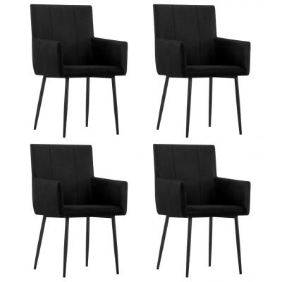 Emaga vidaxl krzesła stołowe z podłokietnikami, 4 szt., czarne, tkanina