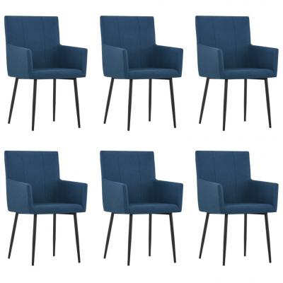 Emaga vidaxl krzesła z podłokietnikami, 6 szt., niebieskie, tkanina