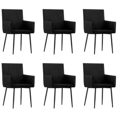 Emaga vidaxl krzesła stołowe z podłokietnikami, 6 szt., czarne, tkanina