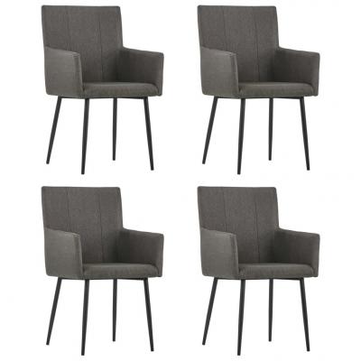 Emaga vidaxl krzesła stołowe z podłokietnikami, 4 szt., taupe, tkanina