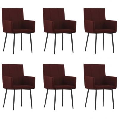 Emaga vidaxl krzesła z podłokietnikami, 6 szt., czerwone wino, tkanina