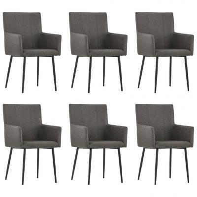 Emaga vidaxl krzesła stołowe z podłokietnikami, 6 szt., taupe, tkanina