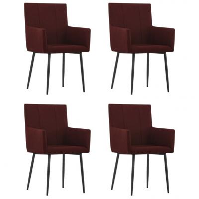 Emaga vidaxl krzesła z podłokietnikami, 4 szt., czerwone wino, tkanina